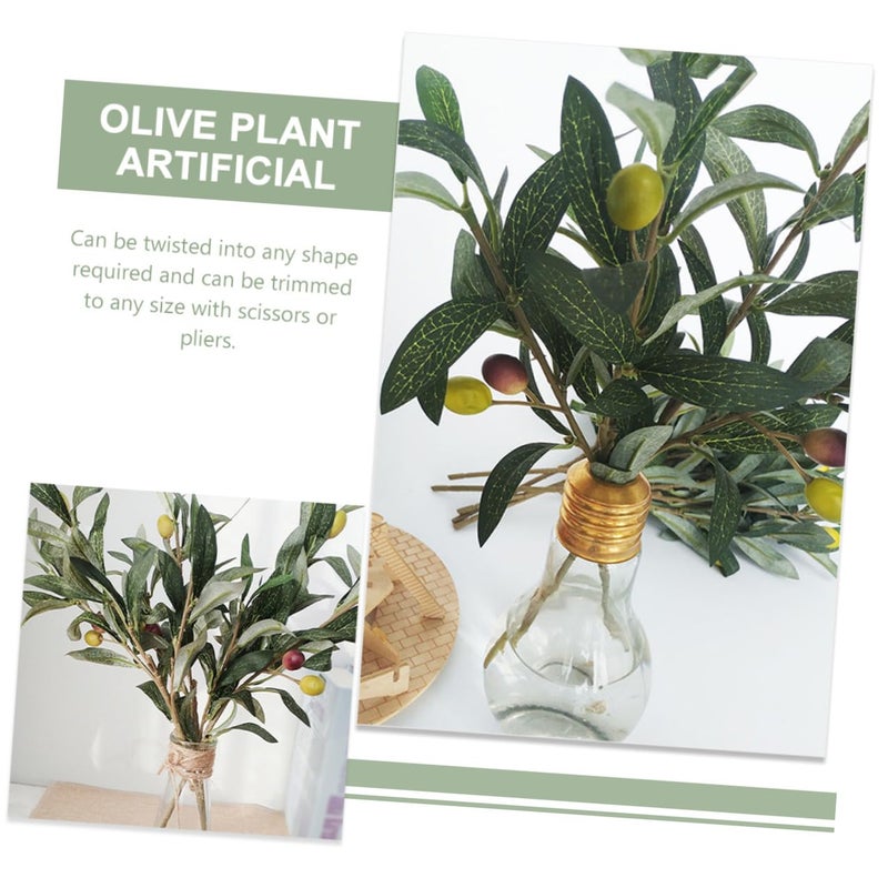 4Pcs Artificial Olive Branches with Fruits for Wedding Table Centerpiece Home Office Decor - Image 5