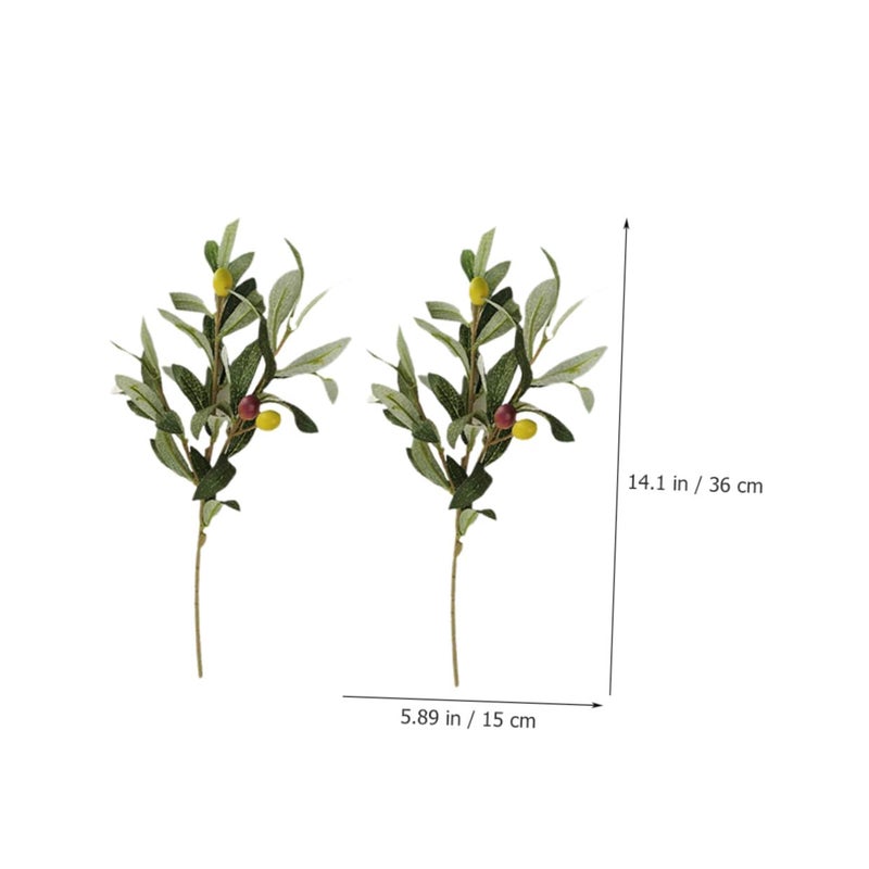 4Pcs Artificial Olive Branches with Fruits for Wedding Table Centerpiece Home Office Decor - Image 3