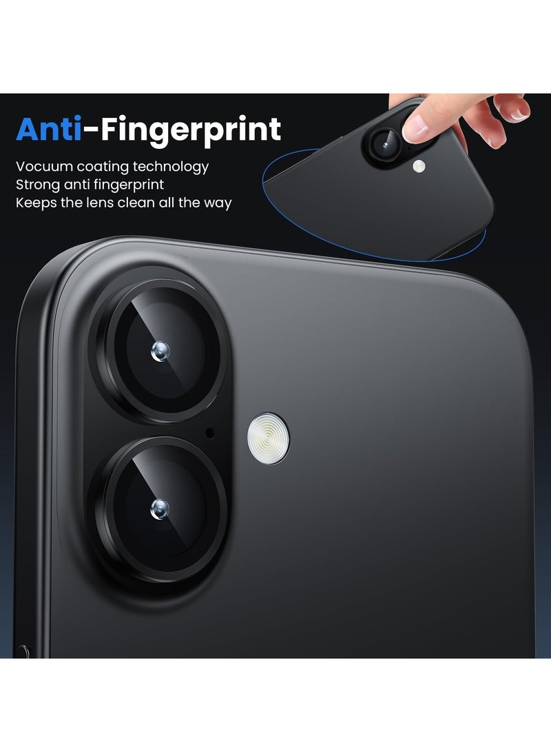 واقي عدسة الكاميرا لهاتف iPhone 16 Plus/iPhone 16، طراز التصوير الأصلي، مقاوم للكسر، زجاج معدني مقوى فائق الدقة، غطاء فيلم ملحقات واقي الشاشة للكاميرا، أسود - Image 4