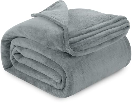 Utopia Bedding Cool Grey Fleece Blanket Queen Size Fuzzy Soft Anti-Static Microfiber Bed Blanket (90x90 Inch) - Image 1