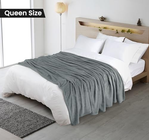 Utopia Bedding Cool Grey Fleece Blanket Queen Size Fuzzy Soft Anti-Static Microfiber Bed Blanket (90x90 Inch) - Image 2