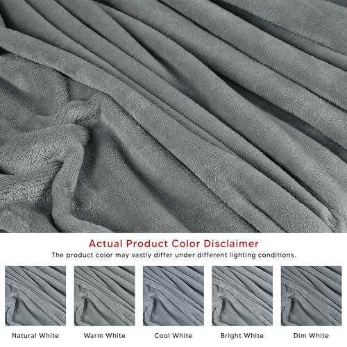 Utopia Bedding Cool Grey Fleece Blanket Queen Size Fuzzy Soft Anti-Static Microfiber Bed Blanket (90x90 Inch) - Image 4