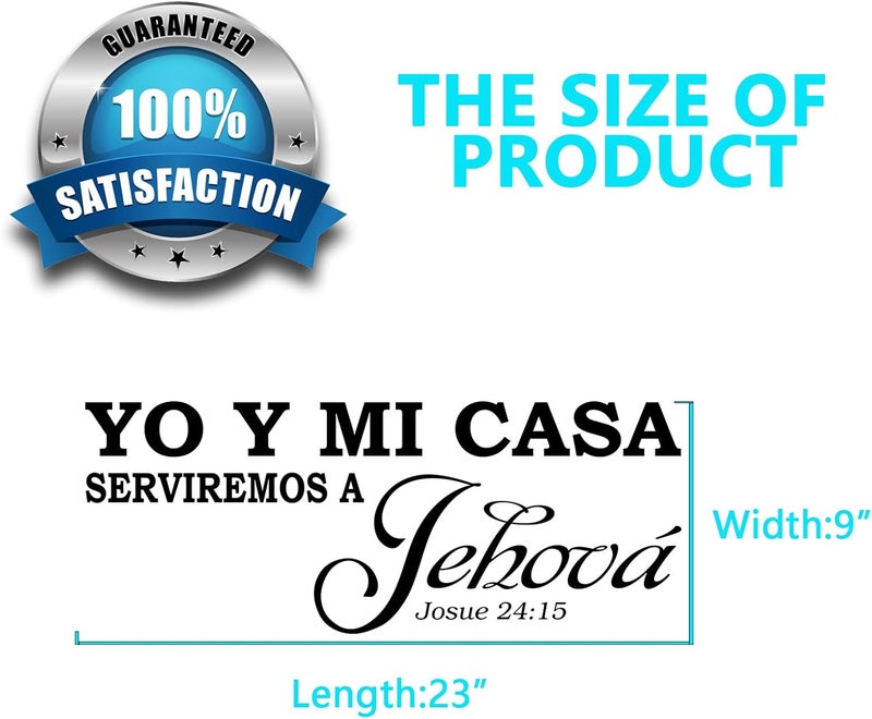 AnFigure Yo Y Mi Casa Serviremos A Jehov Bible Verse Wall Decal Living Room Quotes Scripture Christian Prayer Religious Faith Jesus God Bedroom Positive Home Art Decor Vinyl Stickers Espanol 23x9 - Image 4