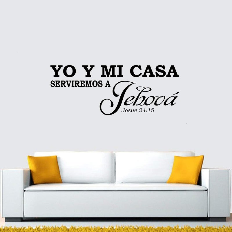 AnFigure Yo Y Mi Casa Serviremos A Jehov Bible Verse Wall Decal Living Room Quotes Scripture Christian Prayer Religious Faith Jesus God Bedroom Positive Home Art Decor Vinyl Stickers Espanol 23x9 - Image 1