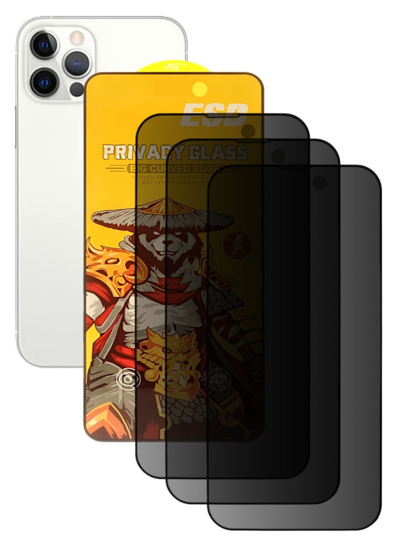 ESD 3 Pieces Tempered Dustproof Privacy Glass Screen Protector Compatible For iPhone 12 Pro Max - Image 1