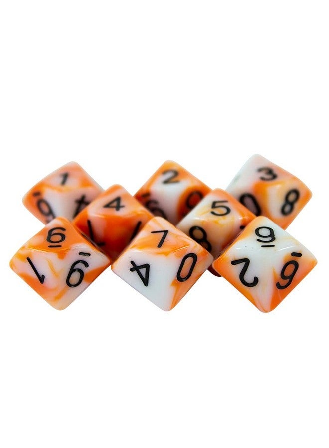 بالادين رول بلايينج مكعبات برتقالية وبيضاء - طقم 8 D10 - "Troll Slayer" - Image 2