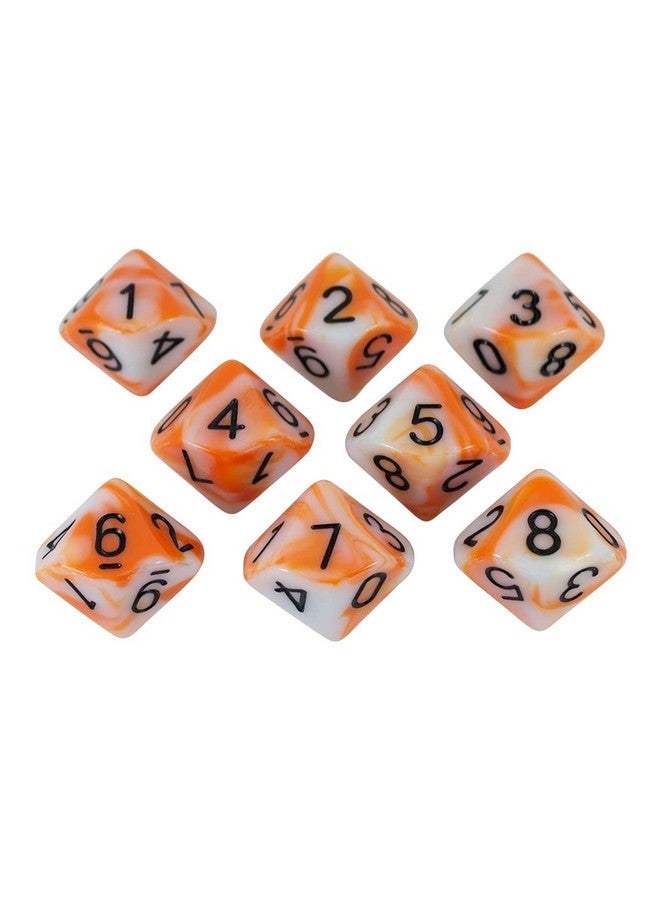 بالادين رول بلايينج مكعبات برتقالية وبيضاء - طقم 8 D10 - "Troll Slayer" - Image 1