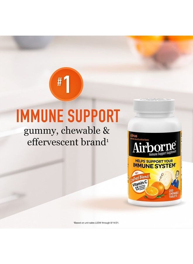 Airborne 1000mg Chewable Tablets with Zinc, Immune Support Supplement with Powerful Antioxidants Vitamins A C & E - 200 Tablets, Citrus Flavor  - Image 4