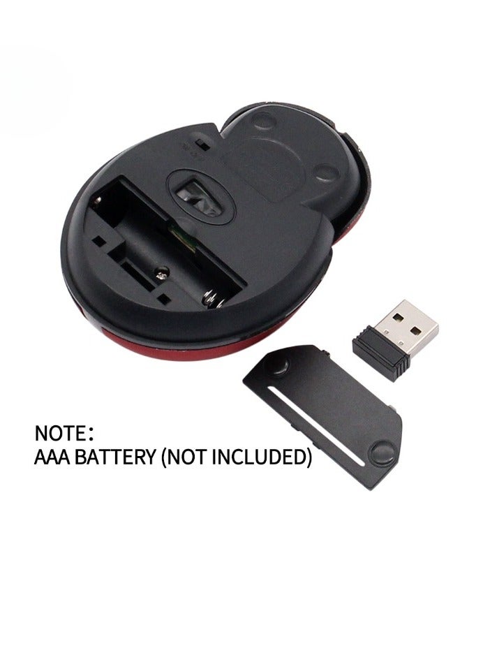 Wireless Mouse, 2.4 Ghz Battery Operated Cute Animal Design Mouse, Portable Creative Ladybug Shape Laser Ergonomic Computer Mouse For Desktop Computer Laptop, (1pc, Red) - Image 2