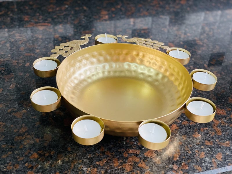 Bianco Metal Decorative Bowl Urli Table Accents For Decoration | Gift Item Table Decorative Showpiece (Golden), 1 Liters - Image 4