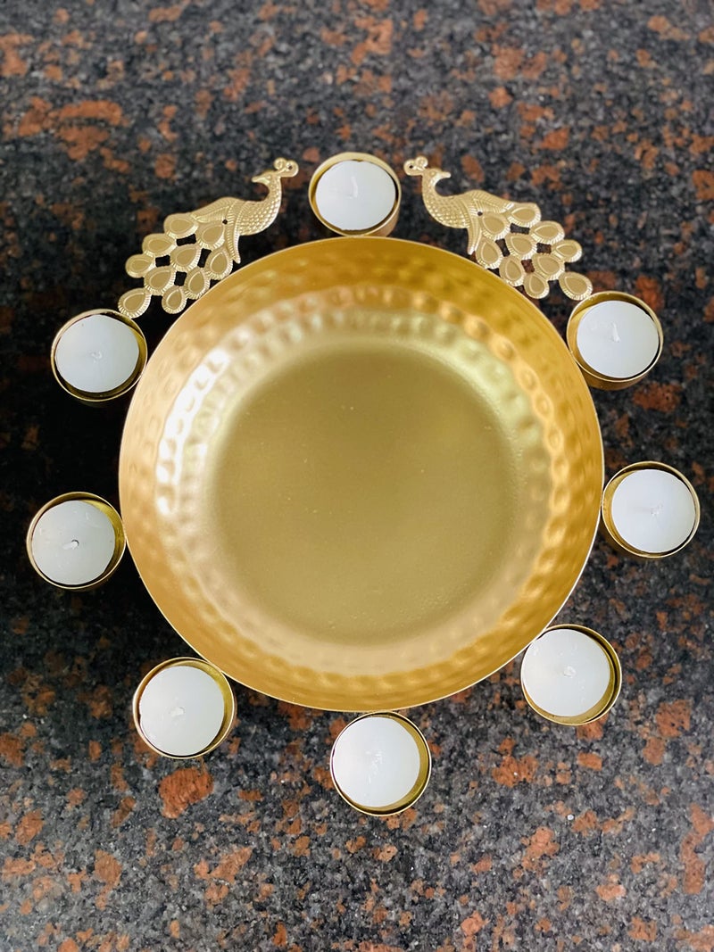 Bianco Metal Decorative Bowl Urli Table Accents For Decoration | Gift Item Table Decorative Showpiece (Golden), 1 Liters - Image 2