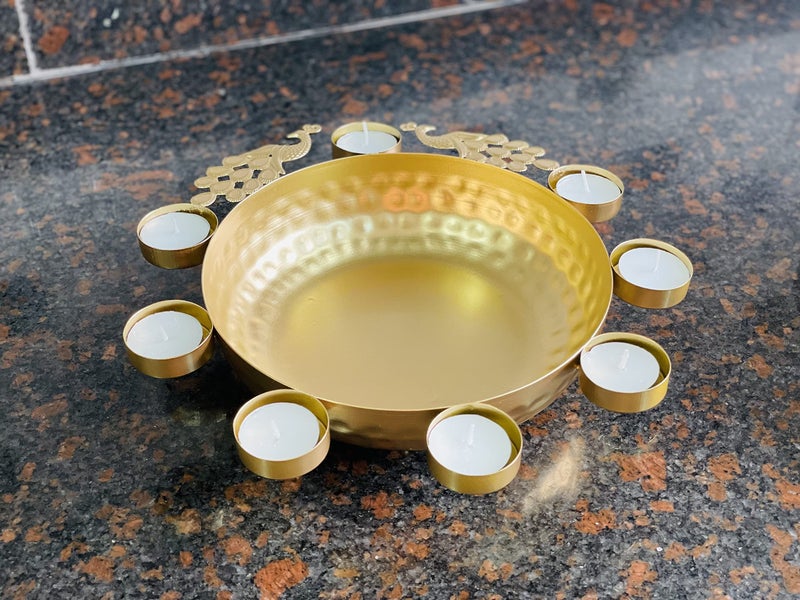 Bianco Metal Decorative Bowl Urli Table Accents For Decoration | Gift Item Table Decorative Showpiece (Golden), 1 Liters - Image 3