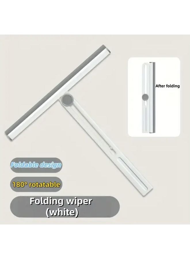 Foldable Squeegee For Windows High Rise Glass Scraper White Color Household Cleaning Tool - Image 1