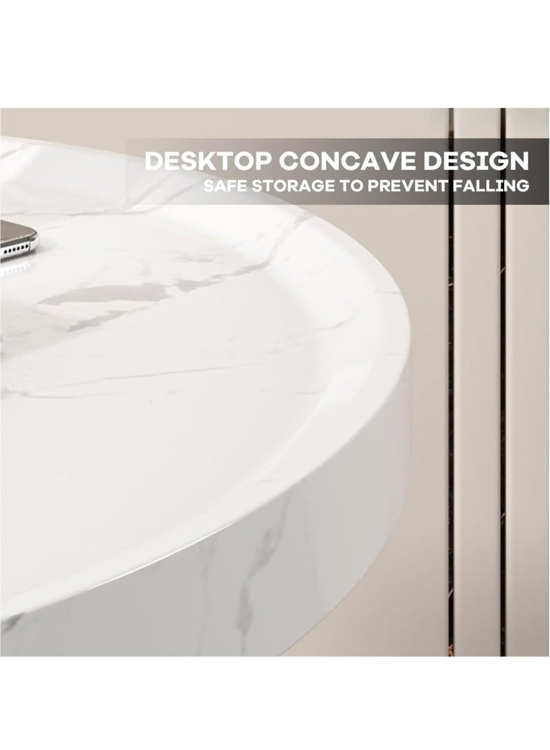 XiuWoo Coffee Table Set of 2, Wood Round End Table Side Tables, Nesting Table Modern Side Table,Medium Density Fiberboard and Metal Frame,Sturdy and Easy Assemblyfor Living Room Bedroom Office Balcony Yard,White 50CM+70CM - Image 5