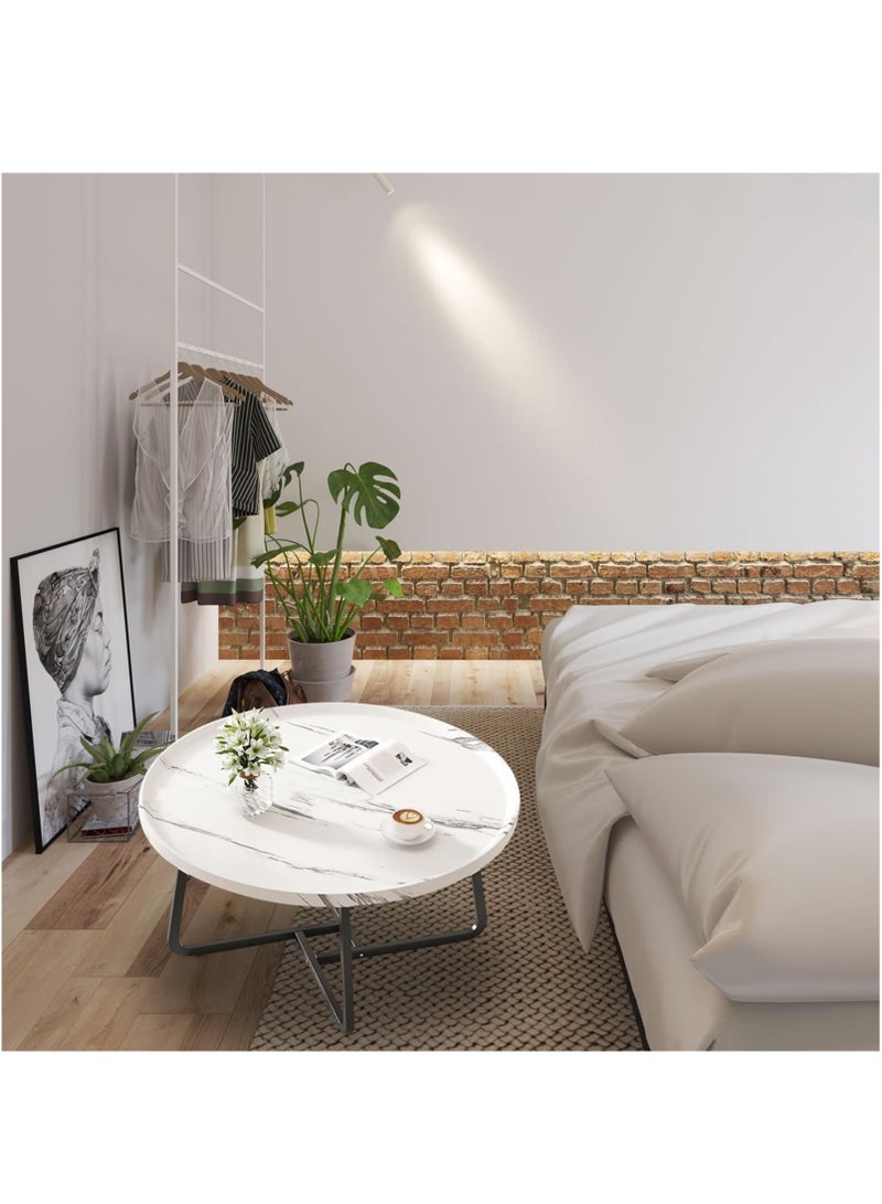 XiuWoo Coffee Table Set of 2, Wood Round End Table Side Tables, Nesting Table Modern Side Table,Medium Density Fiberboard and Metal Frame,Sturdy and Easy Assemblyfor Living Room Bedroom Office Balcony Yard,White 50CM+70CM - Image 3