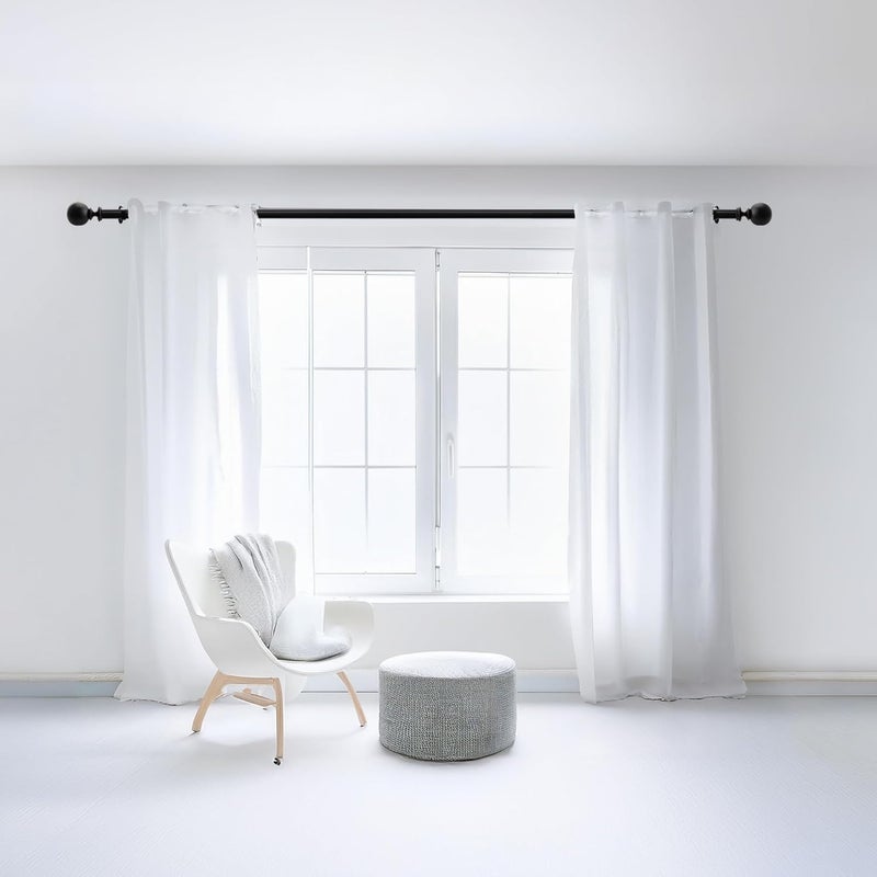 Deco Window Adjustable Curtain Rod for Windows 44 to 120 Inch Pack of 1 Extendable Heavy Duty 1 Inch Iron Drapery Pole with Finials Wall Mounted French Door Curtain Rods Black - Image 3