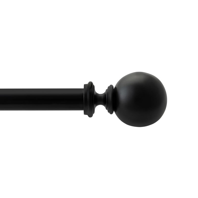 Deco Window Adjustable Curtain Rod for Windows 44 to 120 Inch Pack of 1 Extendable Heavy Duty 1 Inch Iron Drapery Pole with Finials Wall Mounted French Door Curtain Rods Black - Image 1