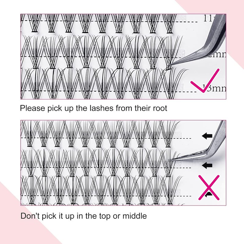 Fadlash Cluster Lashes 10 Root 0.10mm D Curl 8-15mm Mixed Length Self-Application 120pcs for DIY Individual Cluster Lashes - Image 5