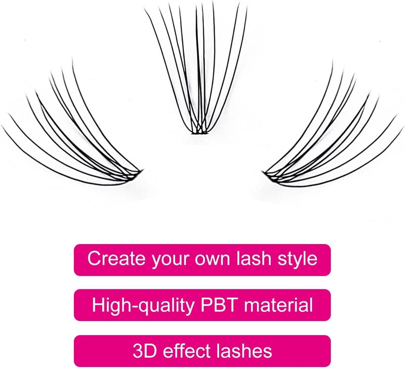 Fadlash Cluster Lashes 10 Root 0.10mm D Curl 8-15mm Mixed Length Self-Application 120pcs for DIY Individual Cluster Lashes - Image 2
