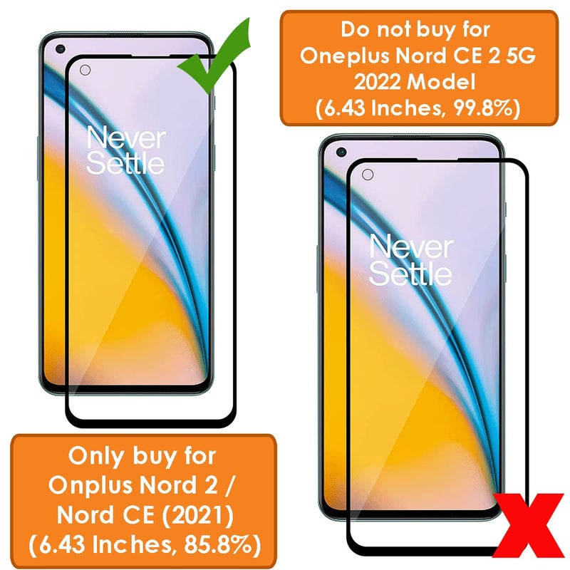 OpenTech حماية شاشة زجاجية مقسّاة بمعيار عسكري متوافقة مع OnePlus Nord 2 و Nord 2T و Nord CE (6.43 بوصة) مع تغطية من الحافة إلى الحافة ومجموعة تركيب سهلة. - Image 2