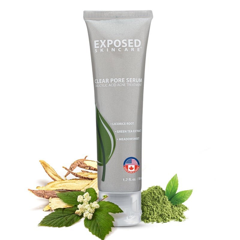 Exposed Skin Care Clear Pore Serum  Green Tea Licorice Root Salicylic Acid  Unisex Skin Serum for Oily Sensitive Skin
