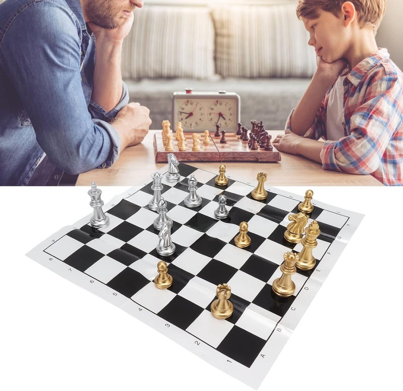 International Chess Set Wearproof Chess Pieces Board Set with Storage Iron Box for Family Party Travel (Green Box) - Image 4