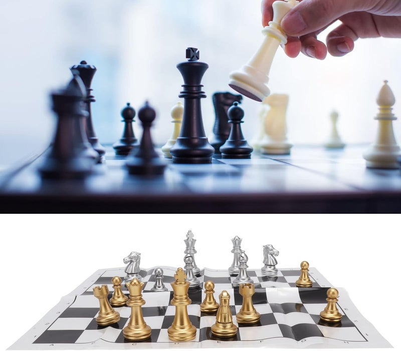 International Chess Set Wearproof Chess Pieces Board Set with Storage Iron Box for Family Party Travel (Green Box) - Image 5
