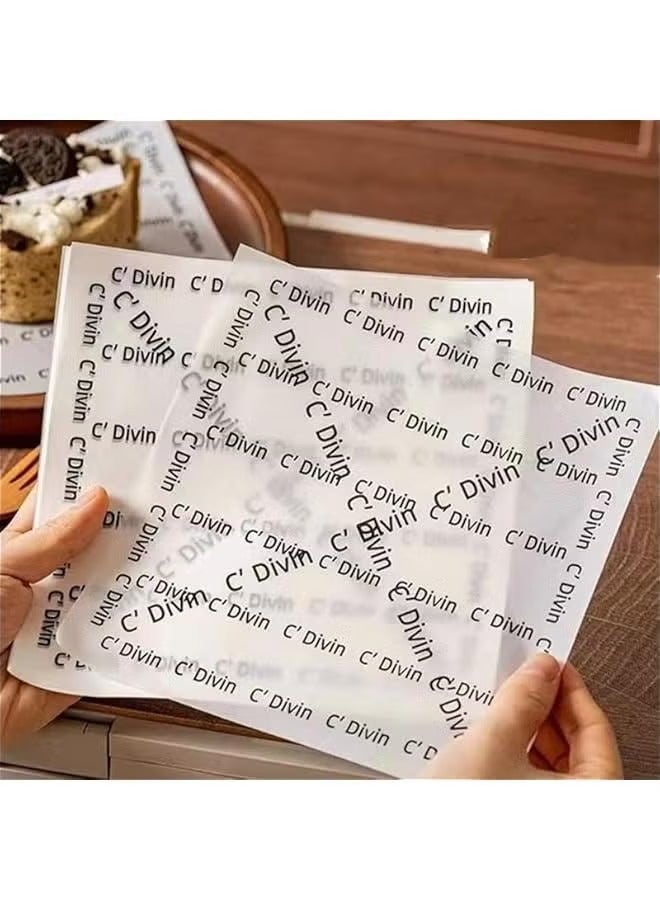 ح واحة 100 قطعة من ورق الشمع للطعام، بطانات السلال، ورق نزهة الطعام، ورق تغليف الأطعمة المقاومة للدهون، ورق الشواء، خلفية بيضاء مع نص فرنسي مطبوع - Image 5