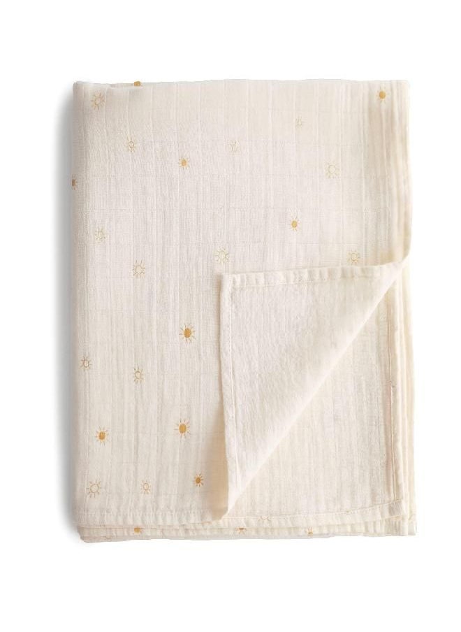 mushie - mushie Muslin Baby Swaddle Blanket | 100% Organic Cotton (Sun) - Image 1