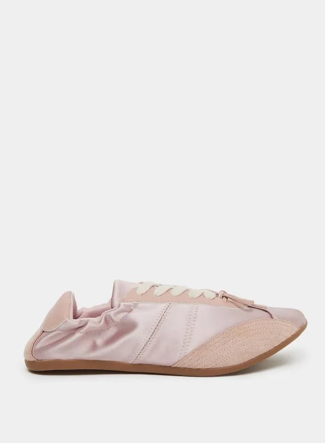 Styli Pink Satin Panel Sneakers