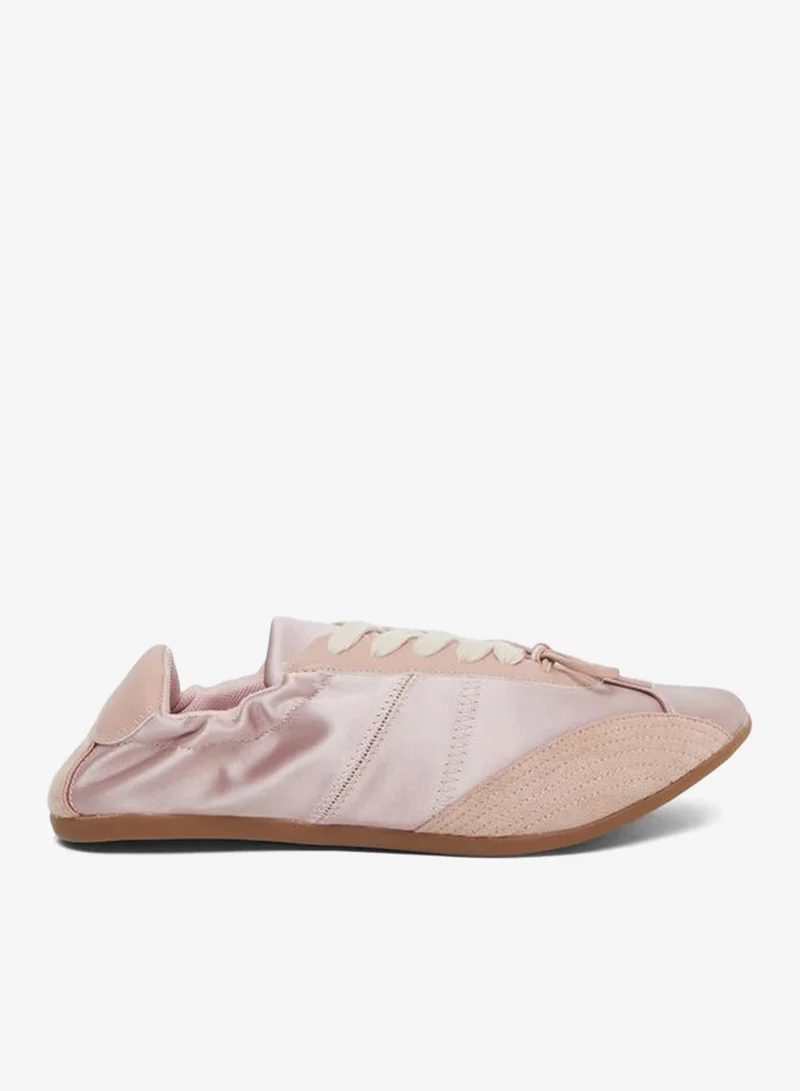 Styli Active Pink Satin Panel Sneakers