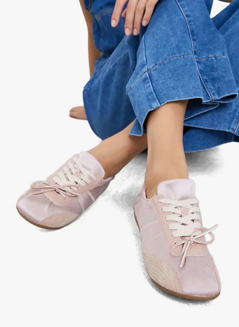 Styli Active Pink Satin Panel Sneakers