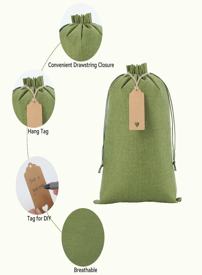 Tapleap Burlap Bags with Drawstring - 10Pcs 10x14 Green Gift Sacks for Wrapping Favors, Clothes, Toiletries, Breads, Root Ball, For Birthday, Wedding, Party, Household Use - Image 4