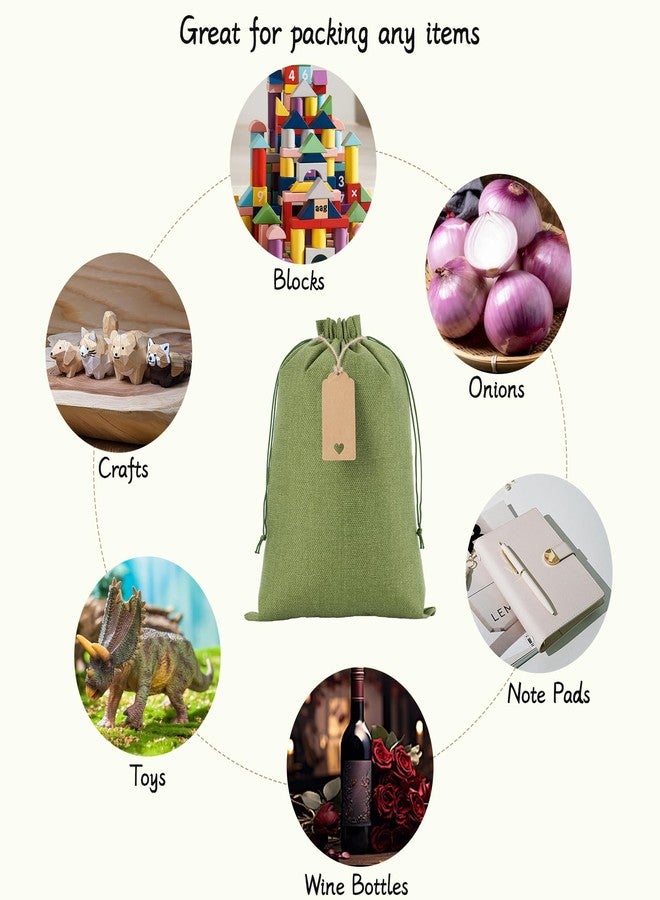 Tapleap Burlap Bags with Drawstring - 10Pcs 10x14 Green Gift Sacks for Wrapping Favors, Clothes, Toiletries, Breads, Root Ball, For Birthday, Wedding, Party, Household Use - Image 3