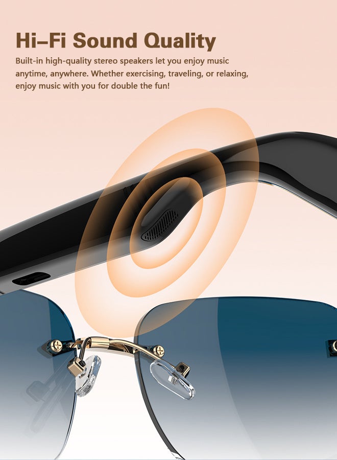 هيونداي نظارات شمسية ذكية مقاومة للماء بتقنية بلوتوث – حماية من الأشعة فوق البنفسجية مع طبقة قطبية، مكبر صوت وميكروفون مدمجان، مكالمات وموسيقى بدون استخدام اليدين، نظارات رياضية خفيفة الوزن للرجال والنساء - زرقاء - Image 5