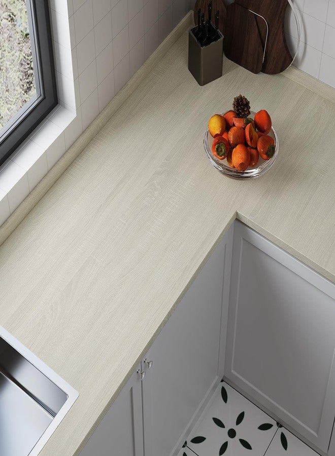 VaryPaper 15.7" x 78.7" Light Oak Wood Contact Paper Peel and Stick Countertops Wood Look Wallpaper Waterproof Removable Wood Grain Vinyl Wrap for Cabinets Furniture Self Adhesive Wood Laminate Sheets - Image 2