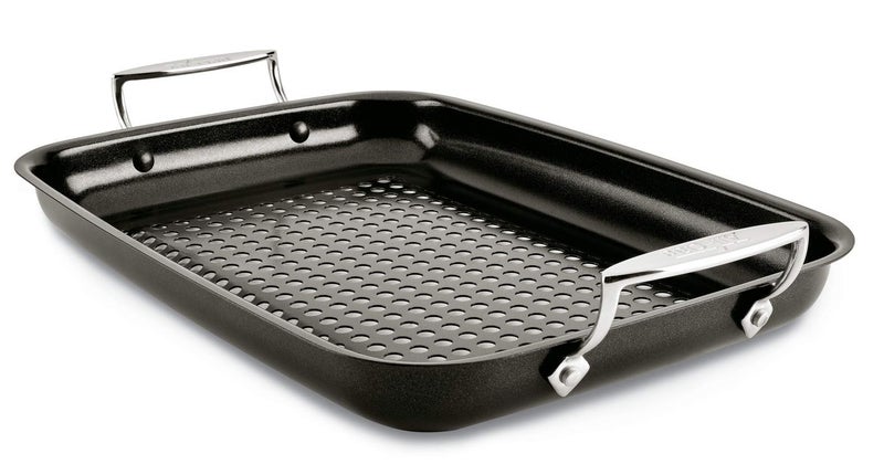 All-Clad AllClad Outdoor Nonstick Roaster Set 15x11 Inch Oven Grill Safe 500F Roaster Pan Pots and Pans Cookware Black 
