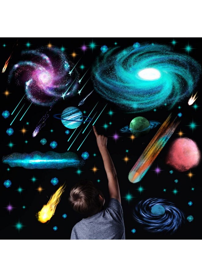 Chinco - Glow In The Dark Stars For Ceiling Wall Stickers Galaxy Star Stickers Glow In The Dark Selfadhesive Glow In The Dark Wall Stickers Removable Glow In Dark Decals For Kid Nursery (Modern Style) - Image 1