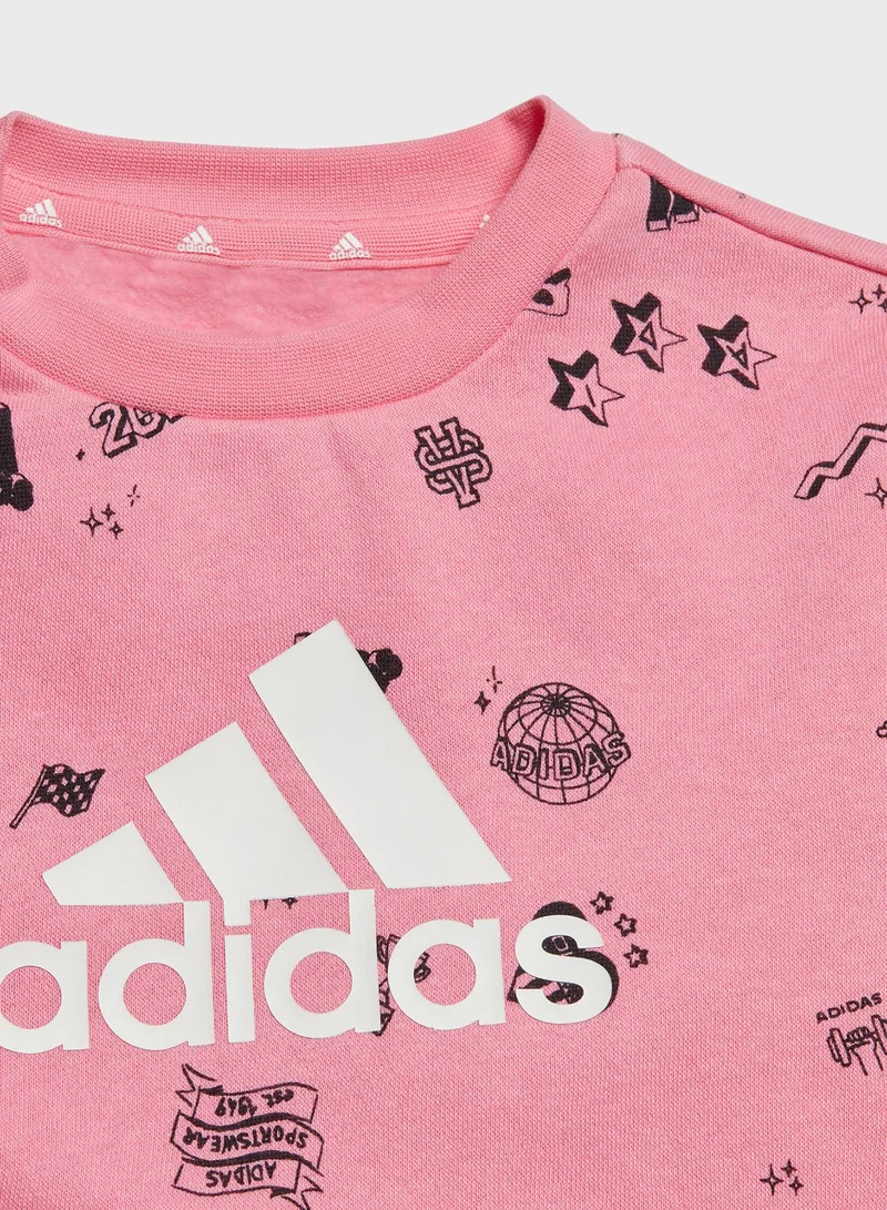 Adidas Brand Love Crew Sweatshirt Set Kids