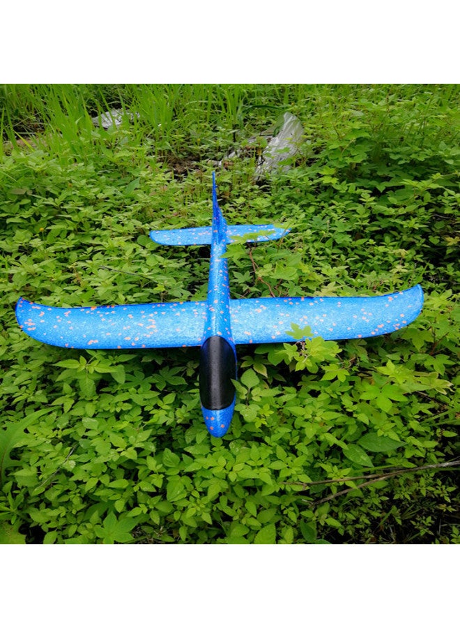 Large Hand Throwing Aircraft Toy Light-emitting Outdoor Sliding Aircraft Children's Swing Throwing Gliding Foam Aircraft Model-Color:Blue  - Image 1