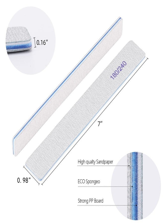 BTYMS 100 Pcs 180/240 Grit Nail Files for Arylic and Natural Nails, Double Sided Manicure Buffing Files - Image 2