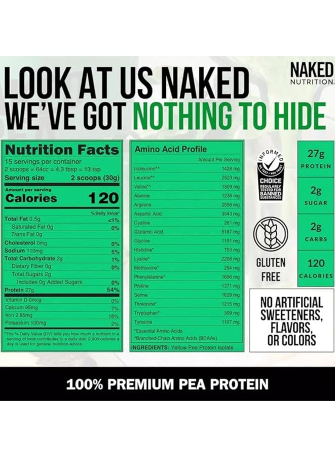 NAKED nutrition Pea Protein Isolate - Plant Based, Vegetarian & Vegan Protein. Easy to Digest, Non-GMO, No Lactose, No Soy and Gluten Free - 15 Servings - Image 4