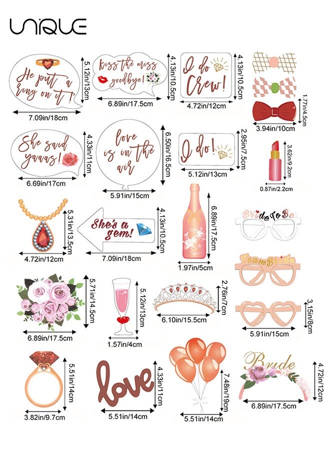 Unique 23 Pieces Bridal Shower, Wedding Photo Booth Props - Rose Gold Bachelorette Party Decorations, Bride to Be, Miss to Mrs Party Gift Accessories Wedding Favor Supplies  - Image 2