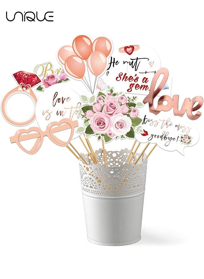 Unique 23 Pieces Bridal Shower, Wedding Photo Booth Props - Rose Gold Bachelorette Party Decorations, Bride to Be, Miss to Mrs Party Gift Accessories Wedding Favor Supplies  - Image 3
