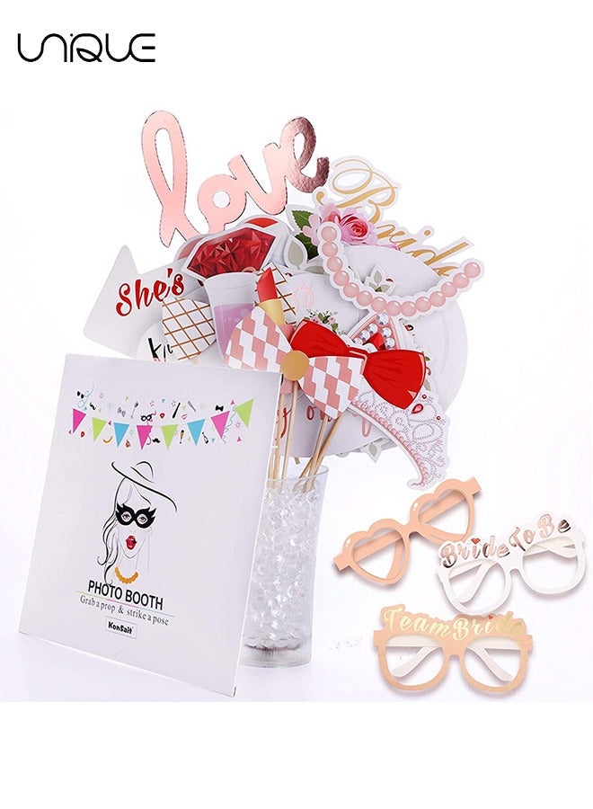 Unique 23 Pieces Bridal Shower, Wedding Photo Booth Props - Rose Gold Bachelorette Party Decorations, Bride to Be, Miss to Mrs Party Gift Accessories Wedding Favor Supplies  - Image 4