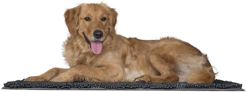 Pet Dog Mat | Muddy Paws Absorbent Chenille Shammy Bath Towel & Food Mat Rug for Dogs & Cats, Charcoal (Gray), Large - Image 1