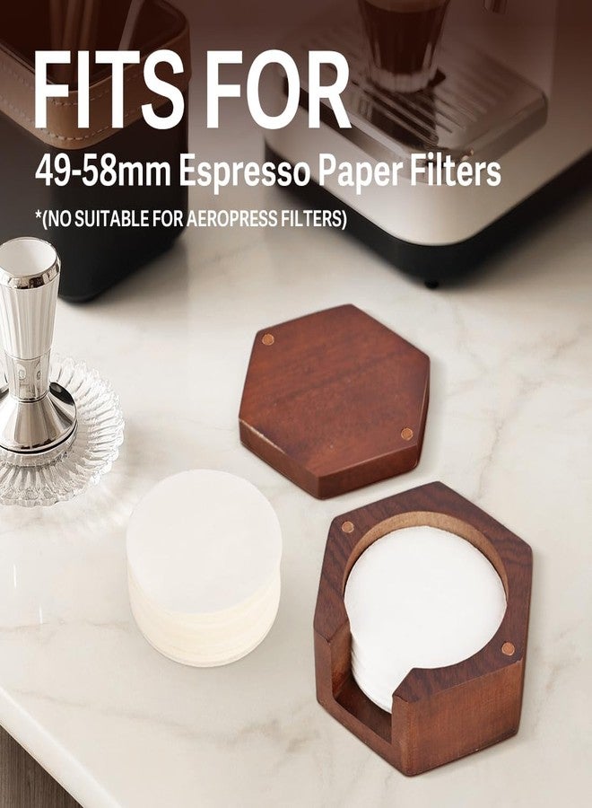CAFEMASY Espresso Coffee Paper Filter Holder - Wooden Coffee Filters Storage Container with Lid Compatible with Delonghi Breville Espresso Machine 51mm 54mm 58mm Paper Filters - Image 5
