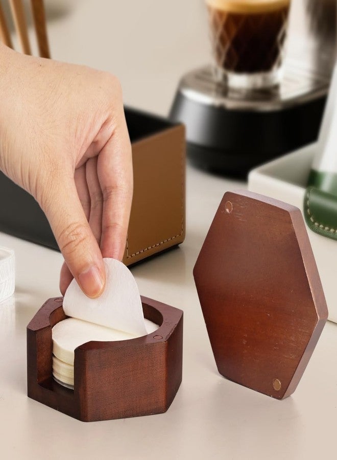 CAFEMASY Espresso Coffee Paper Filter Holder - Wooden Coffee Filters Storage Container with Lid Compatible with Delonghi Breville Espresso Machine 51mm 54mm 58mm Paper Filters - Image 3