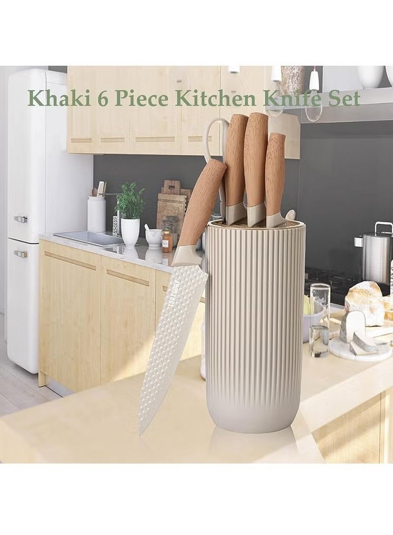Beauenty Kitchen Knife Set, 6 Pieces Sharp Kitchen Knife Set, Non-Stick Non-Slip Stainless Steel Chef Knife Set with Universal Knife Block for Home Restaurant  - Image 2