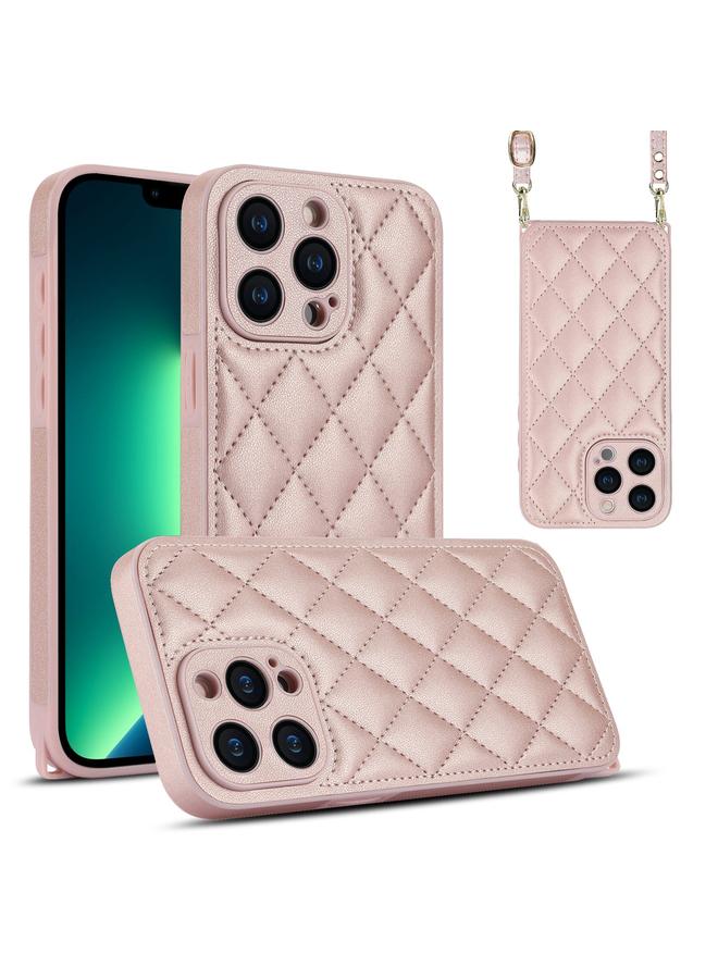 Zaboon Case For iPhone 13 Pro Max Rhombic Texture Phone Case with Dual Lanyard - Image 1